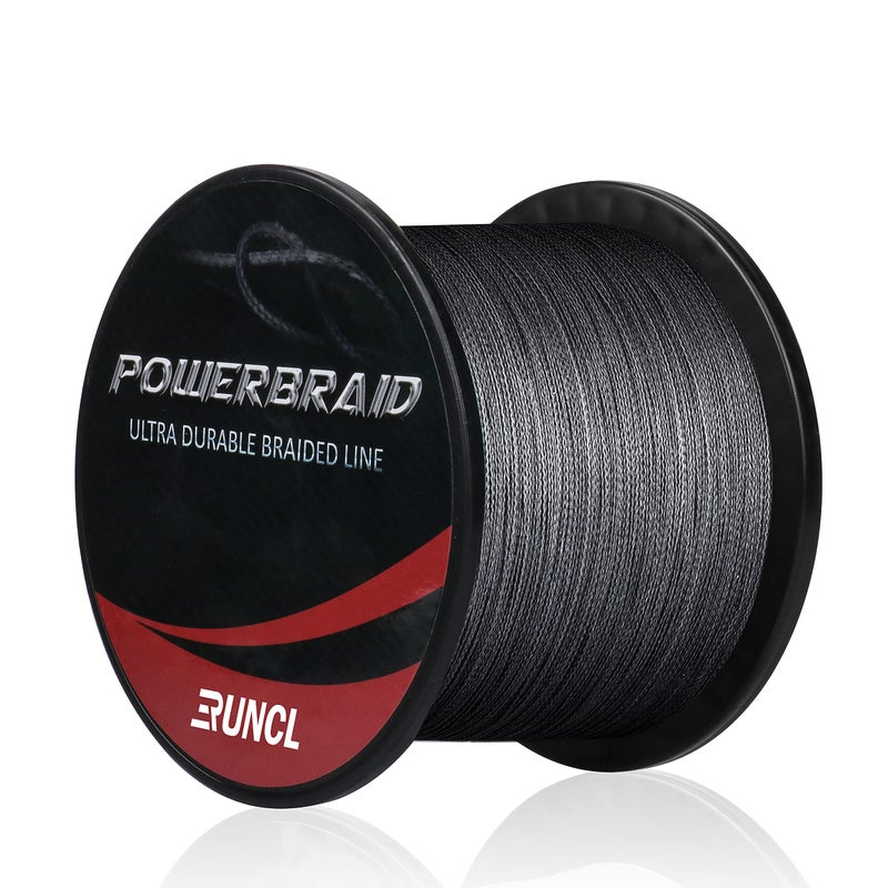 RUNCL PowerBraid Braided Fishing Line, Ultra Durable Braided Line 4 Strands - Seamless Weaving Tech, Enhanced Coating Tech, Zero Stretch, High Sensitivity (Gray, 500Yds, 20LB(9.1kgs)) - Image 1